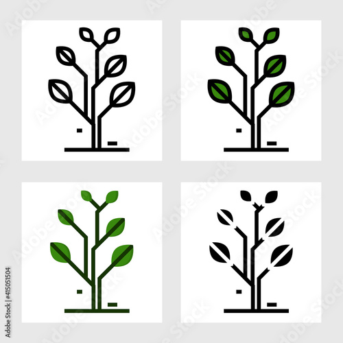 Tree shape icon vector design in filled, thin line, outline and flat style. no10 photo