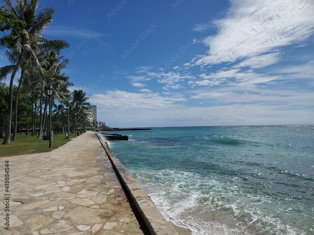 Blue oceans edge in Waikiki, Hawaii Blue oceans edge in Waikiki, Hawaii
