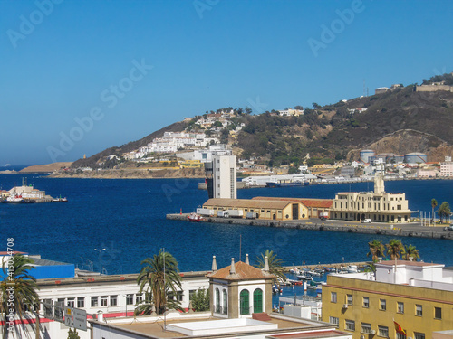 Ceuta, Spain - September 12, 2014: View of the commercial dock of Ceuta, Spanish city in North Africa.