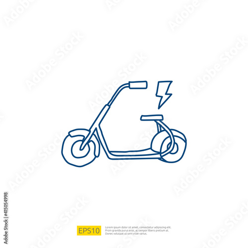 electric scooter doodle icon. electrical vehicle concept sign symbol. Modern city ecological transport vector illustration