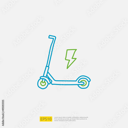 electric scooter doodle icon. electrical vehicle concept sign symbol. Modern city ecological transport vector illustration