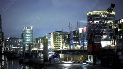 Beautiful Port of Hamburg at night - travel photography by night photo