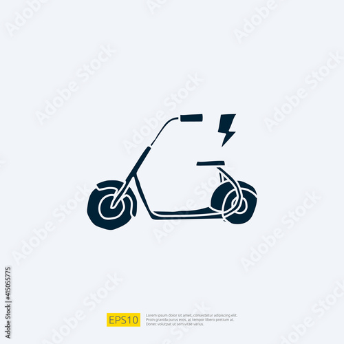 electric scooter doodle icon. electrical vehicle concept sign symbol. Modern city ecological transport vector illustration