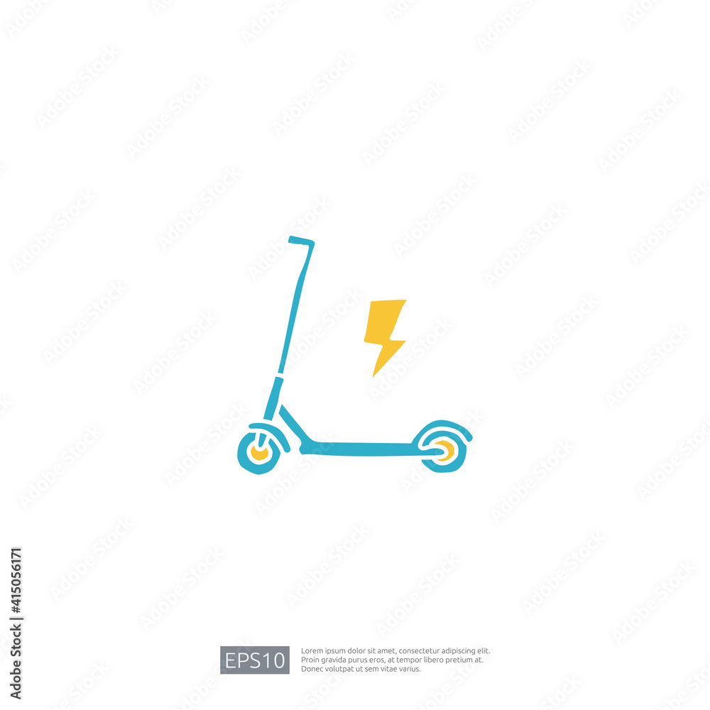 electric scooter doodle icon. electrical vehicle concept sign symbol. Modern city ecological transport vector illustration electric scooter doodle icon. electrical vehicle concept sign symbol. Modern city ecological transport vector illustration