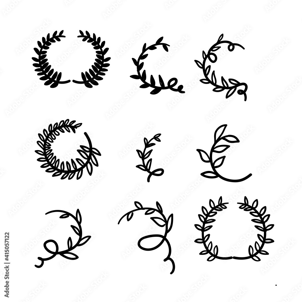 hand drawn doodle Laurel wreath illustration vector isolated background