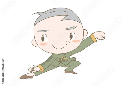 太極拳・ポーズをとるシニア男性