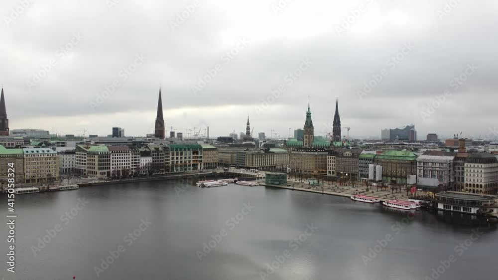 Aerial view over the city of Hamburg - aerial view Aerial view over the city of Hamburg - aerial view