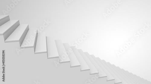 Staircase in a white interior. Abstract architecture background. Creative concept of business fall  degradation and downward movement. 3d render