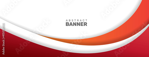 Wavy abstract business banner in red and orange color. - Vector.