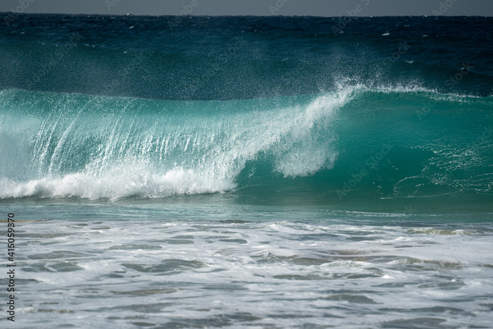 A beautiful perfect wave breaking on the coast