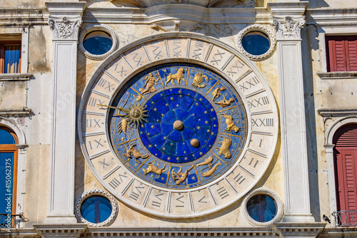 St Mark's Clock tower at St Mark's Square (Piazza San Marco), Venice, Italy