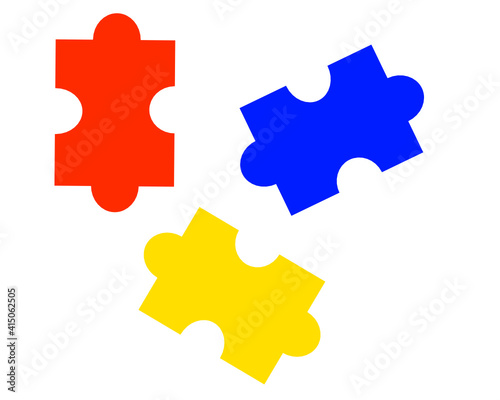 Puzzle Pieces Primary Colors Vector