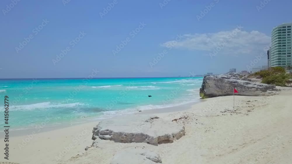 Beach and sea in Cancún México from a drone sunny day at summer Beach and sea in Cancún México from a drone sunny day at summer