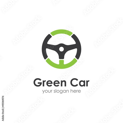 Steering wheel green car