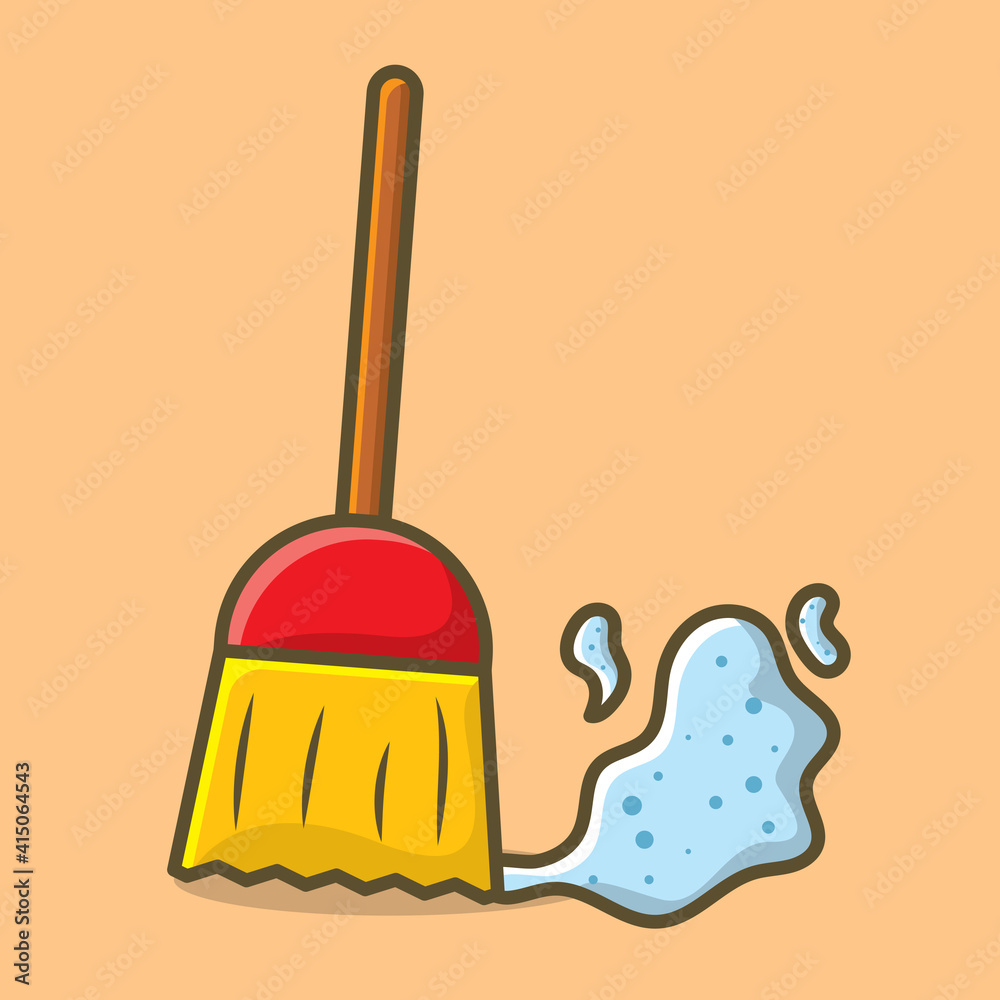 floor broom isolated cartoon vector illustration in flat style floor broom isolated cartoon vector illustration in flat style