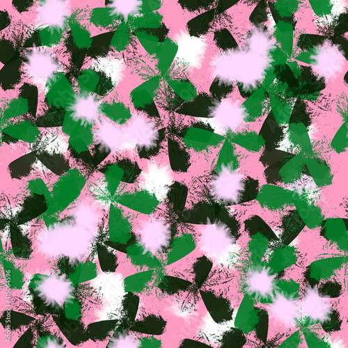 Abstract image of a blooming clover. Seamless raster pattern for St. Patrick's Day.