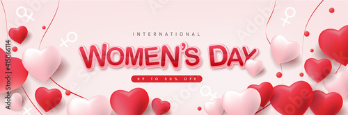 International women's Day sale banner template. Postcard on March 8.