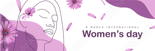International women's Day greeting card template. Postcard on March 8.
