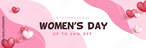International women's Day sale banner template. Postcard on March 8.