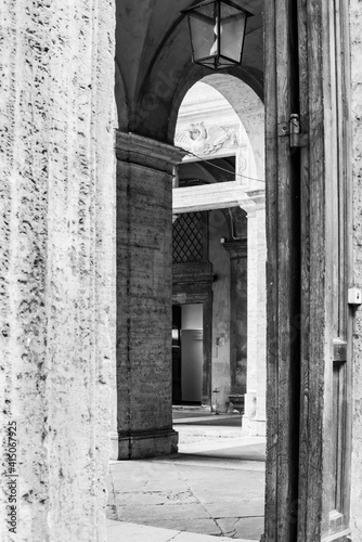Italy  Rome. Corso del Rinascimento  Palazzo della Sapienza  multiple doorways.