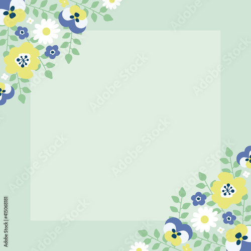 花のフレーム素材（かわいい・ベクター）