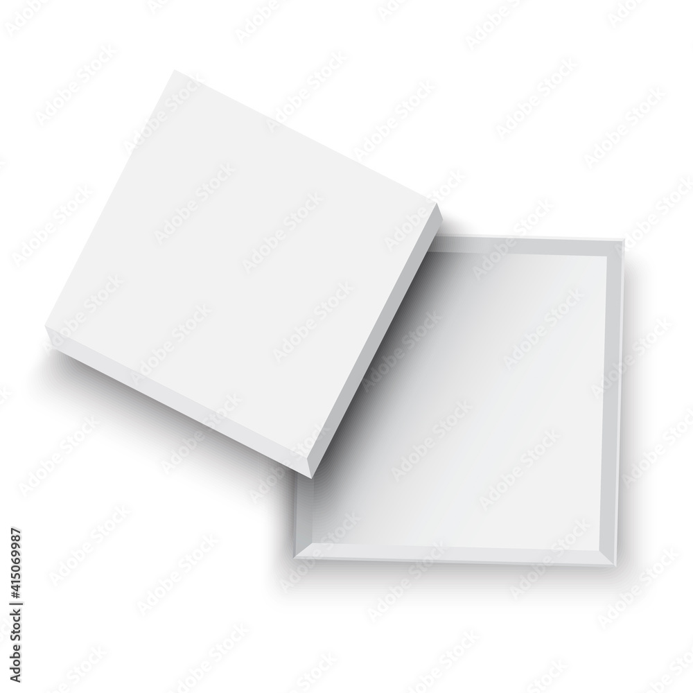 Open white box. Empty open gift box template. Realistic square vector illustration. Stock image. Open white box. Empty open gift box template. Realistic square vector illustration. Stock image.