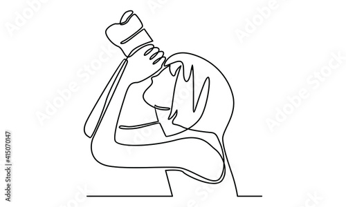 Continue line of woman looking through the binoculars