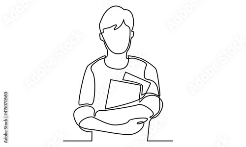 Continue line of boy with books