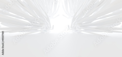 Obraz na płótnie Luxury white abstract architectural minimalistic background. Contemporary showroom. Modern exhibition stand. Empty gallery. Backlight. Polygonal Graphic Design. 3D illustration and rendering. w salonie