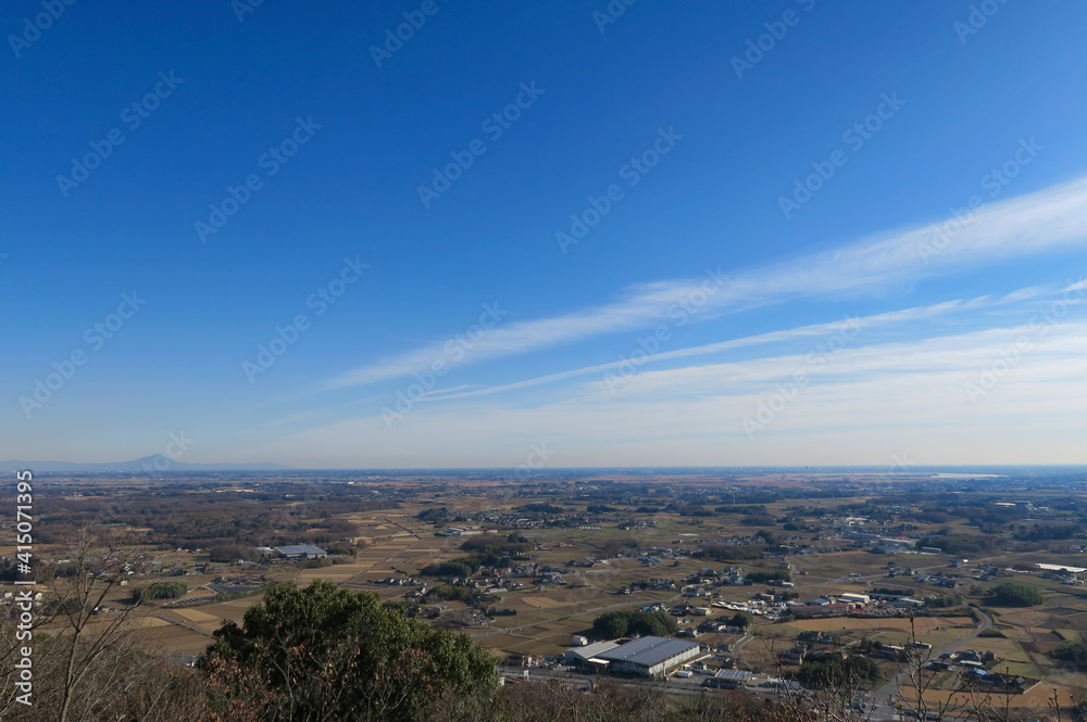 View from Mt Mikamo yama in Sano, Tochigi, Japan. December 18, 2020.