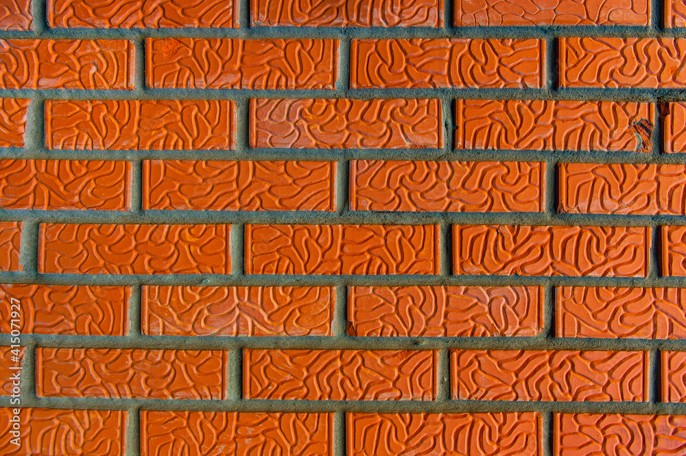 orange brickwork close-up of a new building