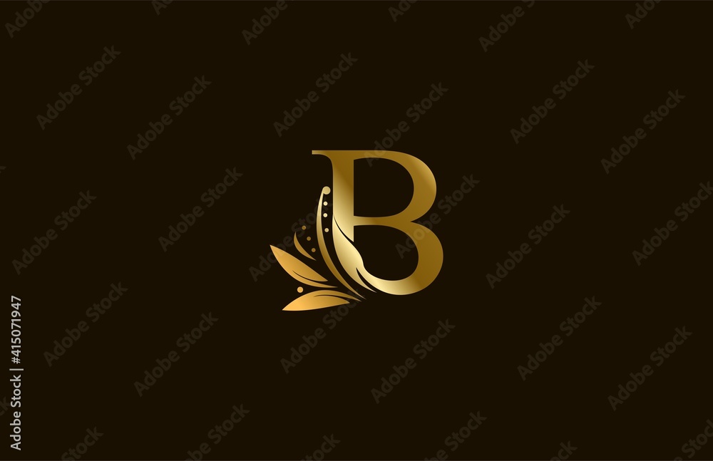 Fototapeta premium Golden Monogram Flourishes Letter B Logo Manual Elegant Minimalism