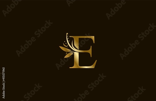 Golden Monogram Flourishes Letter E Logo Manual Elegant Minimalism