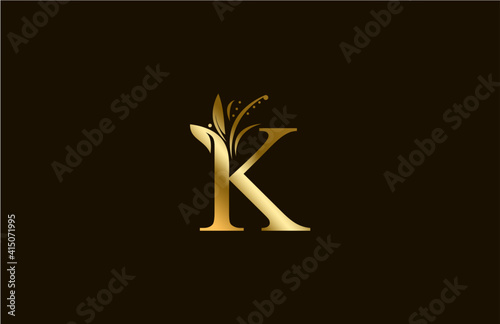 Golden Monogram Flourishes Letter K Logo Manual Elegant Minimalism