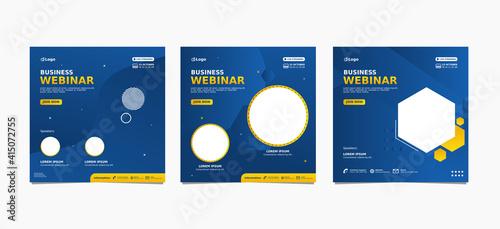 Set of webinar business for social media post. Modern poster, brochure digital banner template on square size