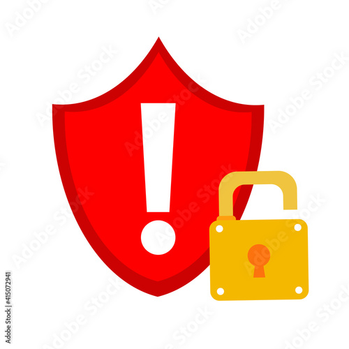 shield padlock protection security cartoon doodle flat design style vector illustration