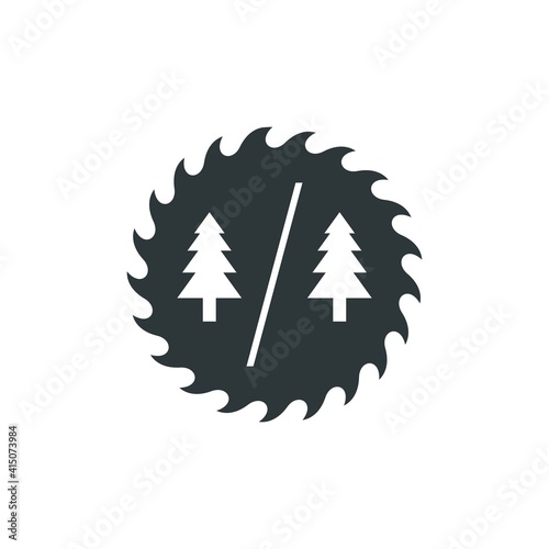 Sawblade logo with pine tree