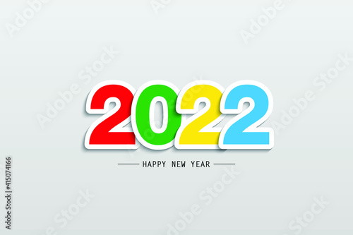 2022 colorful text isolated on white background. Illustration with colorful holiday label isolated on white background.
