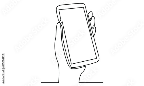 Continue line of hand holding phone