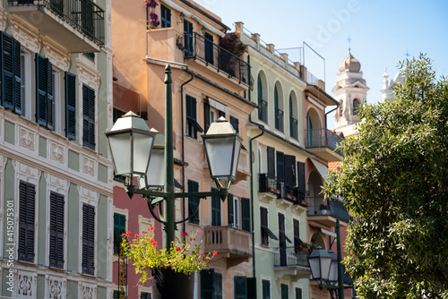 Italy, Liguria Province, Santa Margherita Ligure, pastel buildings
