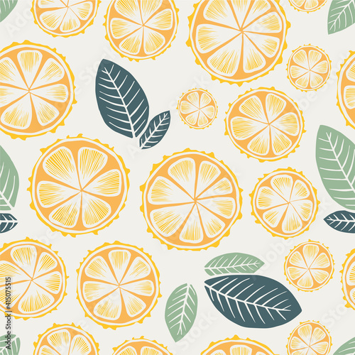 Lime, Grapefruit, Orange, Lеmon tree bold vector drawn ink painting fruit garden leaves illustration in yellow color
