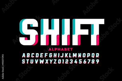 Shifted style font design, ...