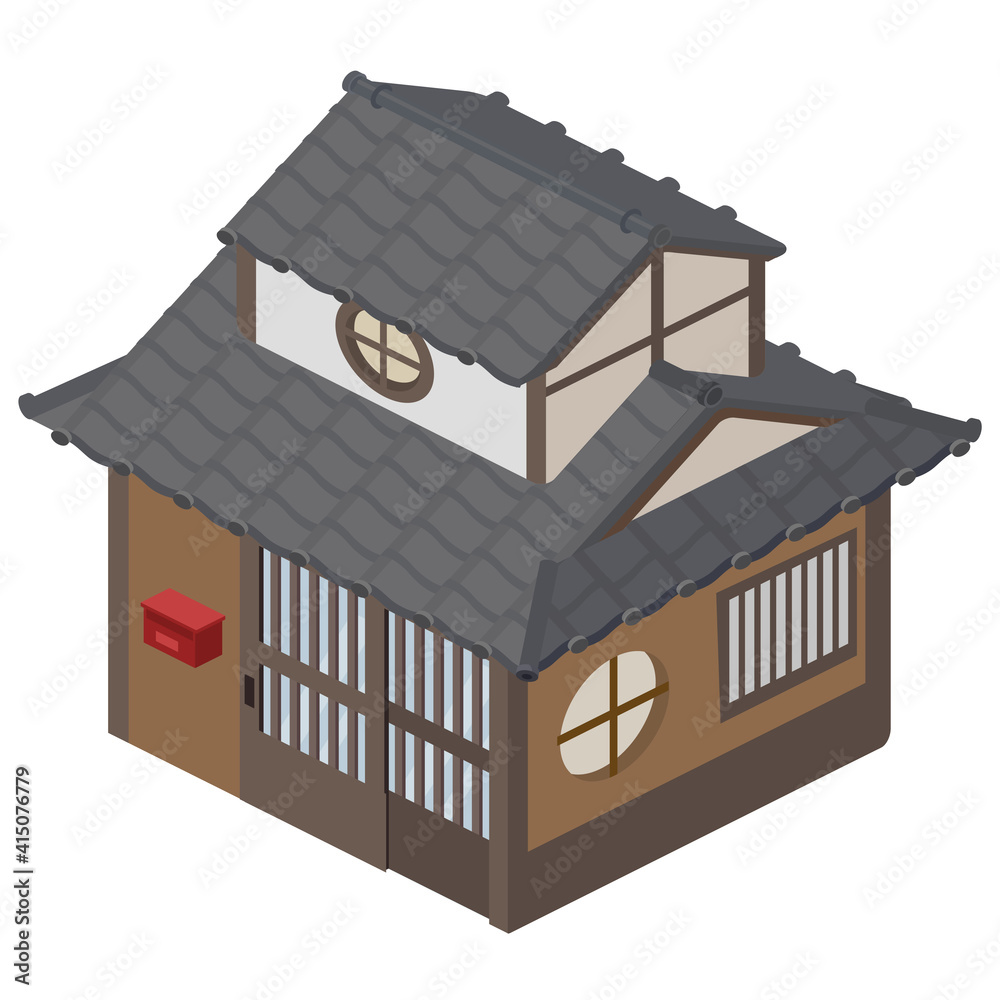 住宅 家 日本家屋のベクターイラスト アイソメトリック アイソメ Stock Vector Adobe Stock