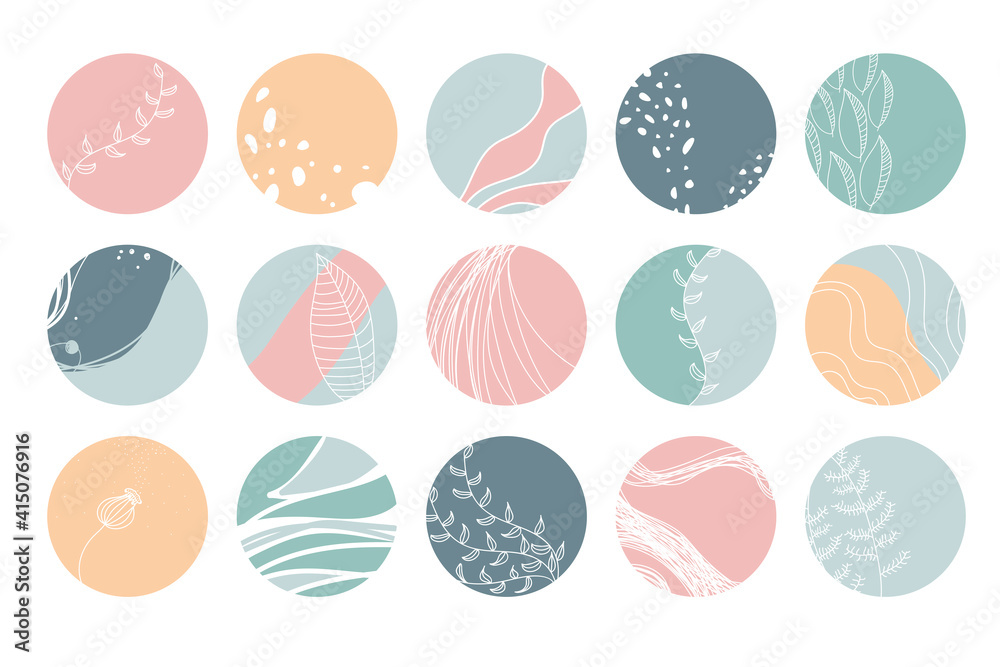 Highlight cover set, abstract floral botanical icons for social media. Vector illustration Highlight cover set, abstract floral botanical icons for social media. Vector illustration