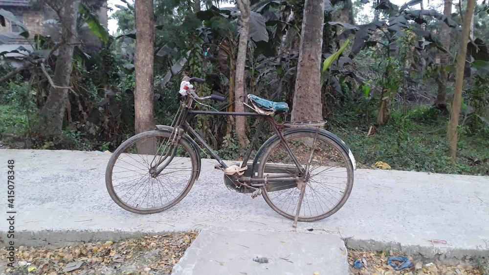 Old Indian bicycles in the  city