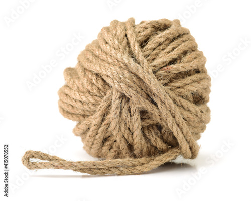 Hemp rope on white background