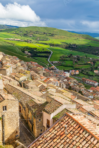 Italy, Sicily, Palermo Province, Gangi. View of the town of Gangi in the mountains of Sicily.