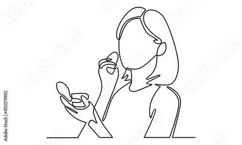 Continue line of woman make up her face with blush and brush