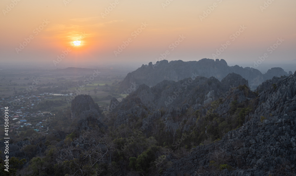 Limestone mountain Sunset Sunrise in Asia
