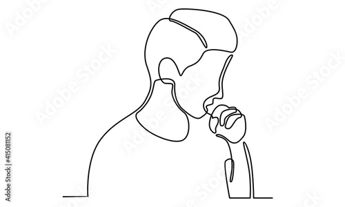 Continue line of coughing man sick person with cold flu and virus